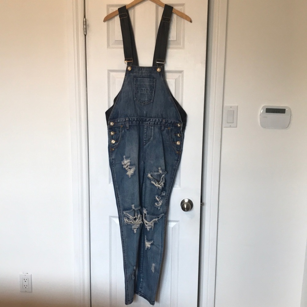 EUC One Teaspoon Distressed Overalls